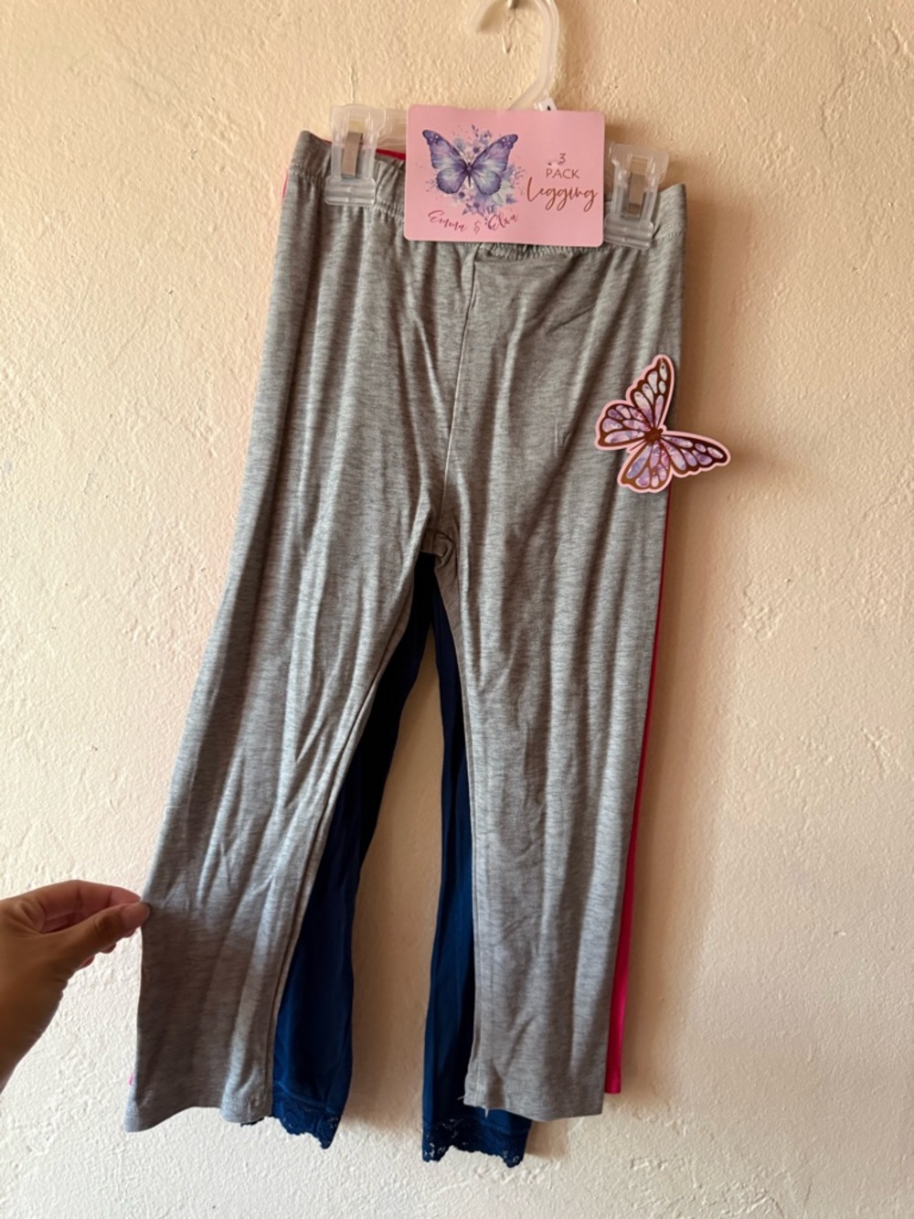 3-Pack Girls Leggings – Gray, Navy, Pink